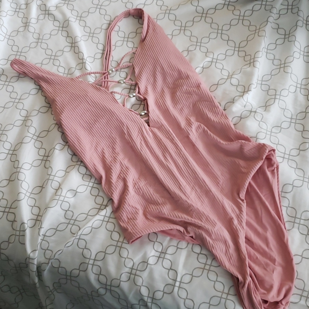 Pink Ribbed One Piece